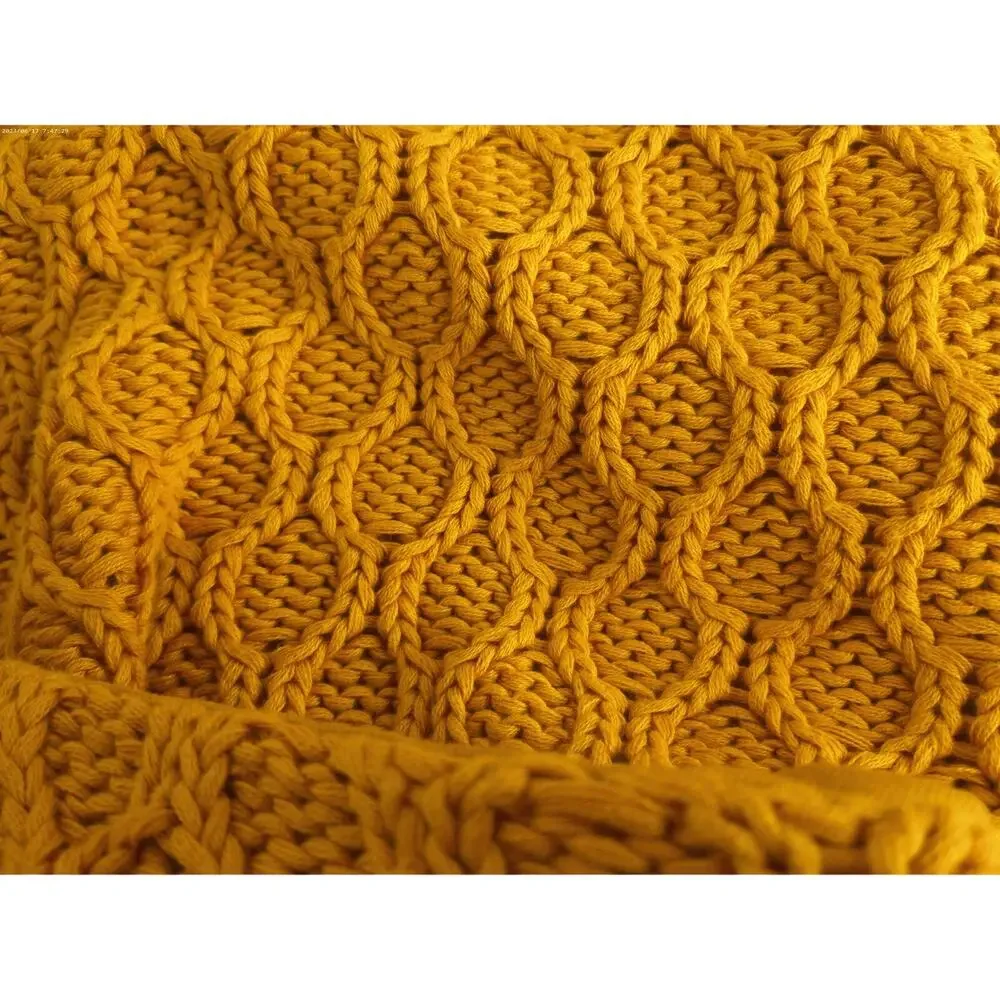 Safavieh Gold Waffle Knit Texture Cotton Throw Pillow 26 x 26 New